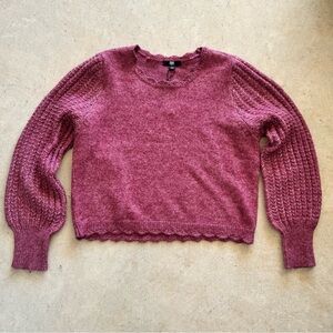 Frye Pink/Maroon Balloon Sleeve Sweater